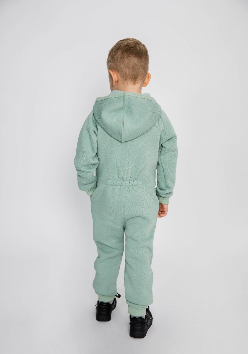 318-ОЛ. Комбинезон на молнии с капюшоном,  олива, хлопок 65%, 35% ПЭ, 3 нитка толстовка (начёс) 86,92,98,104