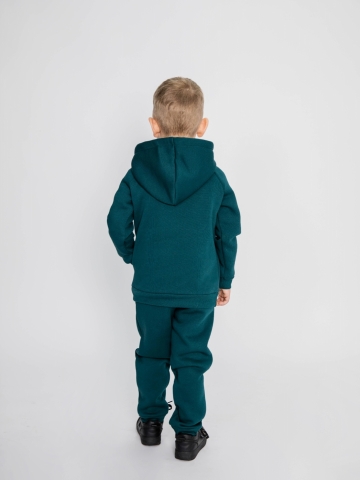 296-И. Свитшот с капюшоном + Штаны, хлопок 65%, 35% ПЭ, 3-х нитка (начес) изумрудный 122,128,134,140